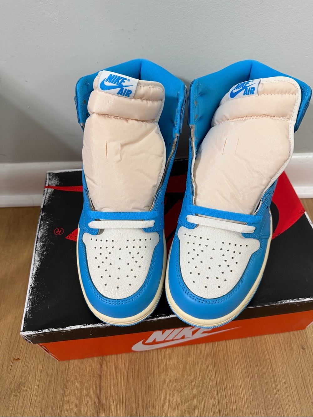 Nike Kids High-Top Sneakers in Blue and White